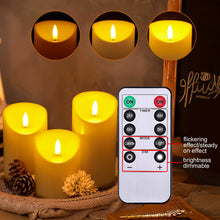 Load image into Gallery viewer, Rechargeable Pillar Candles, Type-C Charging Port Flickering Flameless Candles Set of 3, Realistic Black Wick LED Wax-like Material Candles with Remote and Timer, Battery Operated Candles for Home, Wedding, Birthday Decoration