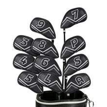 Load image into Gallery viewer, WELSPO 11 Pack Magnetic Golf Iron Head Covers, Embroidered Club Label on Both Sides of Golf Club Covers for Irons and Wedge, Synthetic Leather Club Headcover, Universal Fit Main Iron Clubs