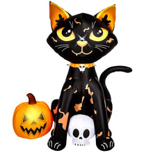 Load image into Gallery viewer, CAMULAND 5FT Halloween Inflatables Outdoor Decorations - Blow Up Cat & Pumpkin Halloween Yard Decorations, Built-in LED Lights Décor for Holiday Party Yard Lawn