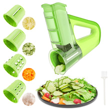 Load image into Gallery viewer, FITNATE Electric Vegetable Slicer Handheld Cordless Salad Shooter One-Touch Easy Control Rotary Grater & Shredder, 4 Blades, Dual Storage Cups, Upgraded Safety Protection, Green