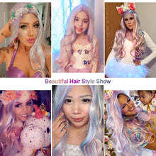 Load image into Gallery viewer, AGPtEK Full Long Curly Wavy Rainbow Hair Wig Heat Resistant for Music Festival, Theme Parties, Wedding, Concerts, Dating, Cosplay