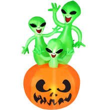 Load image into Gallery viewer, 6FT Halloween Inflatable Pumpkin Alien Blow Up Decor with Built-in LED Lights Outdoor