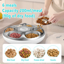 Load image into Gallery viewer, Ownpets 6 Meals Cordless Rechargeable Battery Automatic Cat Feeder for Wet/Dry Food with 2 Ice Packs for Cats/Small Dogs