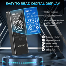 Load image into Gallery viewer, AGPtEK Tire Inflator Portable Air Compressor-150PSI & 7500mAh& 12V DC Tire Pressure Gauge Electric Air Pump,LCD Display with LED Light for Cars, Bikes & Motorcycle Tires, Balls