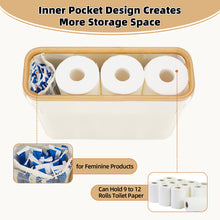Load image into Gallery viewer, Vicyak Toilet Paper Organizer Basket, Toilet Paper Storage Can 12 Regular Rolls or 9 Mega Rolls, Paper Basket with Lid and Handle, Toilet Paper Holder Basket with Pulley, Toilet Paper Basket, Size L