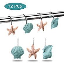 Load image into Gallery viewer, AGPtek 12PCS Home Seashell Anti Rust Decorative Resin Hooks for Bathroom Shower Curtain,Living room Curtain.Blue Shell