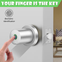 Load image into Gallery viewer, Smart Biometric Door Lock Fingerprint Door knob with App Control for Bedroom,Home,Hotel,Office, Silver