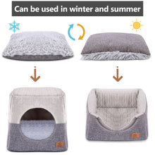 Load image into Gallery viewer, Ownpets Grey Cat Bed for Indoor Cats 3-in-1 Foldable Cat Cave Bed Cat Houses for Small Pets & Small Dogs