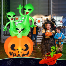 Load image into Gallery viewer, 6FT Halloween Inflatable Pumpkin Alien Blow Up Decor with Built-in LED Lights Outdoor