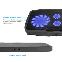 Load image into Gallery viewer, AGPTEK Gaming Laptop Cooling Pad Notebook Holder Compatible up to 17” Laptops/PS4/Router - Blue LED