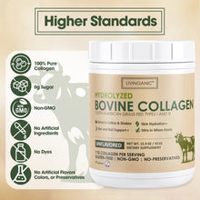Load image into Gallery viewer, Livinganic Hydrolyzed Bovine Collagen,15.9oz Types I & III, Grass-Fed, Pasture-Raised Protein, Zero Sugar Supplement for Healthy Skin, Nails, Bones & Joints Unflavored 41 Servings