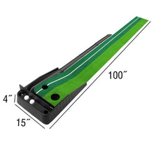 Load image into Gallery viewer, Indoor Golf Practice Mat Putting Green 8 Ft 250cm Mat Inclined Ball Return Fake Grass with 2 Holes + Putter + 3 Balls