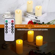Load image into Gallery viewer, Rechargeable Pillar Candles, Type-C Charging Port Flickering Flameless Candles Set of 3, Realistic Black Wick LED Wax-like Material Candles with Remote and Timer, Battery Operated Candles for Home, Wedding, Birthday Decoration