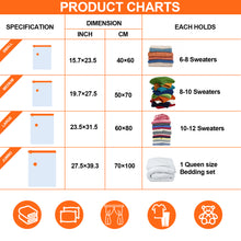 Load image into Gallery viewer, AGPTEK 12 Pack Vacuum Storage Bags(3 Jumbo/Large/Medium/Small) Compression Storage Bags for Blankets Clothes, Space Saver Vacuum Seal Bags for Clothing Bedding Travelling Luggage (Electric Pump)