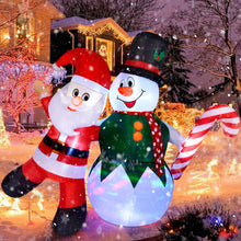 Load image into Gallery viewer, Christmas Inflatables, CAMULAND 6FT Inflatable Christmas Decorations Inflatable Snowman and Santa Claus with Built-in LED Lights, Outdoor Christmas Decorations Blow-up Decor for Yard, Garden and Party