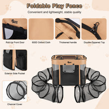 Load image into Gallery viewer, Ownpets Upgraded Cat and Dog Playpen with Connectable Tunnel, Ideal for Indoor and Outdoor Use, Easy to Fold and Carry, Perfect for Small Pets