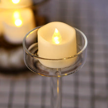 Load image into Gallery viewer, IMAGE 12Pcs Warm White Battery Tea Lights with Timer Flickering Candles with Decorative Fake Rose Petals