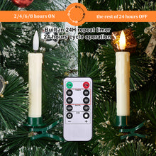 Load image into Gallery viewer, IMAGE 12Pcs LED Taper Candles Light Set, 5.3 inches Dripping Flameless 3D Wick Ivory Candles with Clip-on Christmas Tree Design, 10-Key Remote with Timer, Warm White Light, Battery Operated for Versatile Decoration