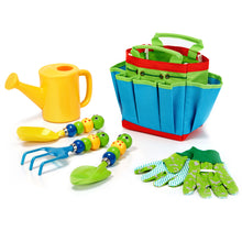 Load image into Gallery viewer, FITNATE Green Kids Garden Tools Set,6 PCS Garden Tools Including Watering Can, Shovel, Rake, Fork, Children Gardening Gloves and Garden Tote Bag, All in One Set