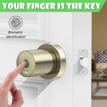 Load image into Gallery viewer, Fingerprint Door Knob, FITNATE Smart Biometric Door Lock Fingerprint Door knob with App Control, User management Management, Touch to Open Knob for Bedroom,Home,Hotel,Office, Bronze Golden