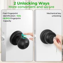 Load image into Gallery viewer, FITNATE Biometric Door Lock, Rechargeable Fingerprint Lock with Key, Smart Door Handle for Bedrooms, Offices, and Hotels