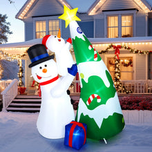 Load image into Gallery viewer, CAMULAND Inflatable Christmas Tree, 7FT Snowman Picking Stars with Built-in LED Lights, Blow Up Inflatable Christmas Decorations for Party Outdoor, Yard, Garden, Lawn, Winter Décor