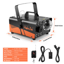 Load image into Gallery viewer, HAKUTA Fog Machine, 600W Smoke Machine with Disco Ball Light and LED RGB Lights, 2300 CFM Spray with Auto Spray Function, Great for Halloween, Christmas, Wedding, Stage Performance and Parties