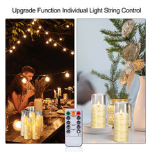 Load image into Gallery viewer, IMAGE 5 Set Flickering Flameless Candles Battery Operated, Acrylic Shell Pillar 3D Wick LED Candles with 11-Key Remote Control Timer for Wedding Christmas Home Decor