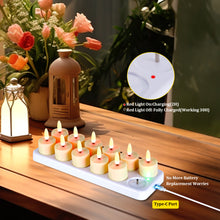 Load image into Gallery viewer, IMAGE 12Pcs Flameless Candles with Remote Control Timer & Charging Base, Rechargeable Battery LED Tea Lights Candles Small Votive for Mantle Weddings Christmas Decorative Fall Table Centerpieces, 1.53" x 2.17"