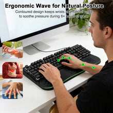 Load image into Gallery viewer, LIMOUS Keyboard Wrist Rest with Keyboard Stand for Desk, Ergonomic Wave Wrist Pad for Computer Keyboard, 2-Angle Adjustable Keyboard Riser with Storage Box, Memory Foam Palm Rest for Office & Gaming, 17.3"
