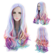 Load image into Gallery viewer, AGPtEK Full Long Curly Wavy Rainbow Hair Wig Heat Resistant for Music Festival, Theme Parties, Wedding, Concerts, Dating, Cosplay
