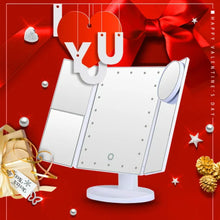 Load image into Gallery viewer, Vanity Makeup Mirror Trifold 22 LED Lighted Touch Screen 1x 2x 3x 10x Magnifying