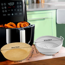Load image into Gallery viewer, 200PCS 8" Air Fryer Silicone Liners and Paper Air Fryer Liner Disposable Round Parchment Paper, Non-Stick Wax Paper for Air Frying, Baking, Roasting Microwave and Oven