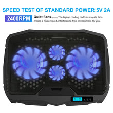 Load image into Gallery viewer, AGPTEK Gaming Laptop Cooling Pad Notebook Holder Compatible up to 17” Laptops/PS4/Router - Blue LED