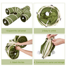 Load image into Gallery viewer, Ownpets Green 12 inch Diameter Cat Tunnel, Large Interactive Peek Hole Pet Tunnel Tube with Cat Wand Toy, Cactus-Shaped Cat Tunnel Toy