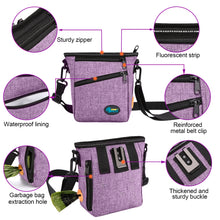 Load image into Gallery viewer, Ownpets Dog Training Pouch Pet Treat Training Pouch with Collapsible Bowl, Shoulder Strap & Waist Strap, Walking Fanny Pack for Dog Training Purple