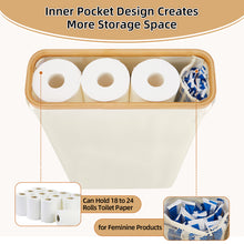 Load image into Gallery viewer, Vicyak 52L Extra Large Toilet Paper Organizer Basket, Toilet Paper Storage Can 24 Regular Rolls or 18 Mega Rolls, Paper Basket with Lid and Handle, Toilet Paper Holder Basket with Pulley, Toilet Paper Basket, Size XL