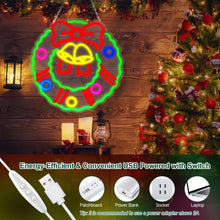 Load image into Gallery viewer, Christmas Wreath LED Neon Sign—Festive Decoration, 5 Brightness Levels, USB Powered, Energy Efficient, Ideal for Living Room, Bedroom, Christmas Party Decor