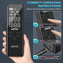 Load image into Gallery viewer, AGPtEK Tire Inflator Portable Air Compressor-150PSI & 7500mAh& 12V DC Tire Pressure Gauge Electric Air Pump,LCD Display with LED Light for Cars, Bikes & Motorcycle Tires, Balls