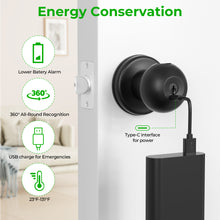 Load image into Gallery viewer, FITNATE Biometric Door Lock, Rechargeable Fingerprint Lock with Key, Smart Door Handle for Bedrooms, Offices, and Hotels