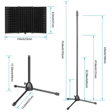 Load image into Gallery viewer, AGPtEK Absorbing Foam Reflector Folding Panel, Foldable Adjustable & Durable, Recording Studio Microphone Isolation Shield Used for Stand Mount or Table Top (Black)