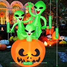 Load image into Gallery viewer, 6FT Halloween Inflatable Pumpkin Alien Blow Up Decor with Built-in LED Lights Outdoor