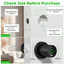 Load image into Gallery viewer, FITNATE 4-in-1 Smart Fingerprint Door Lock - Fingerprint Unlock, Password Unlock, App Control, Emergency Backup Key, Suitable for Office, Home, and Hotel