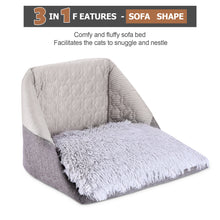 Load image into Gallery viewer, Ownpets Grey Cat Bed for Indoor Cats 3-in-1 Foldable Cat Cave Bed Cat Houses for Small Pets & Small Dogs