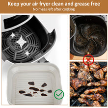 Load image into Gallery viewer, 200PCS 8" Air Fryer Silicone Liners and Paper Air Fryer Liner Disposable Square Parchment Paper, Non-Stick Wax Paper for Air Frying, Baking, Roasting Microwave and Oven