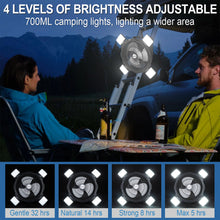 Load image into Gallery viewer, Rechargeable Outdoor Camping Fan 8000mAh Battery Powered Tent Fan with LED Light & Hook, Portable for Picnics, BBQ, Fishing, Travel, Construction
