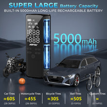 Load image into Gallery viewer, AGPtEK Tire Inflator Portable Air Compressor, 150PSI & 5000mAh Cordless Car Tire Inflator, 5 Modes Rechargeable Bike Pump with LED, Auto-Off Portable Air Pump for Cars, Bikes & Motorcycle Tires, Balls