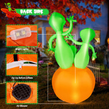 Load image into Gallery viewer, 6FT Halloween Inflatable Pumpkin Alien Blow Up Decor with Built-in LED Lights Outdoor