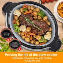 Load image into Gallery viewer, Slow Cooker Liners Compatible for Crock Pot 6 QT, 6 Quart Oval Slow Cookers, Reusable BPA Free Leak-proof Dishwasher Safe, 2PCS - Black&Grey