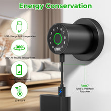 Load image into Gallery viewer, FITNATE 4-in-1 Smart Fingerprint Door Lock - Fingerprint Unlock, Password Unlock, App Control, Emergency Backup Key, Suitable for Office, Home, and Hotel